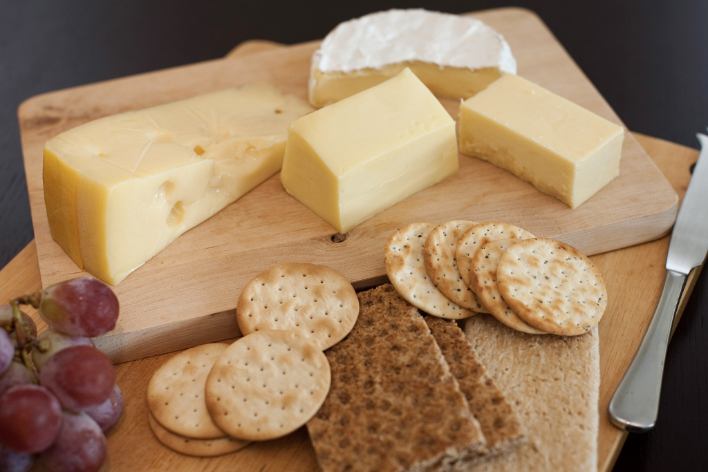board of cheese and biscuits